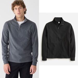NWT J. Crew Seaboard soft-knit half-zip pullover in black